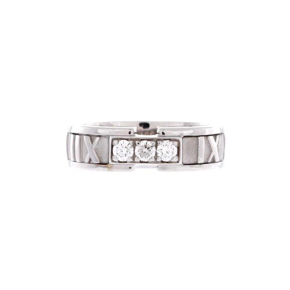 Tiffany & Co. Atlas Band Ring 18K White Gold with Diamonds